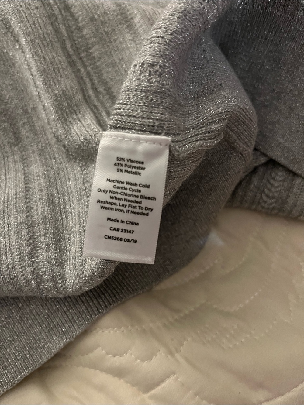 Talbots Light Gray Open-Front Ribbed Cardigan 2X - Picture 5 of 8